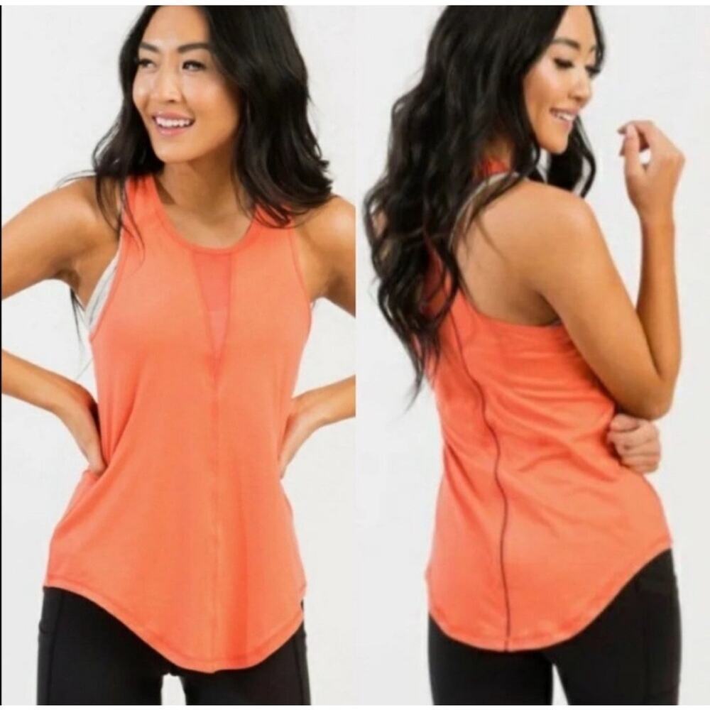 ZYIA Active Women's Effortless Athleisure Tank Top Size XS Coral Orange